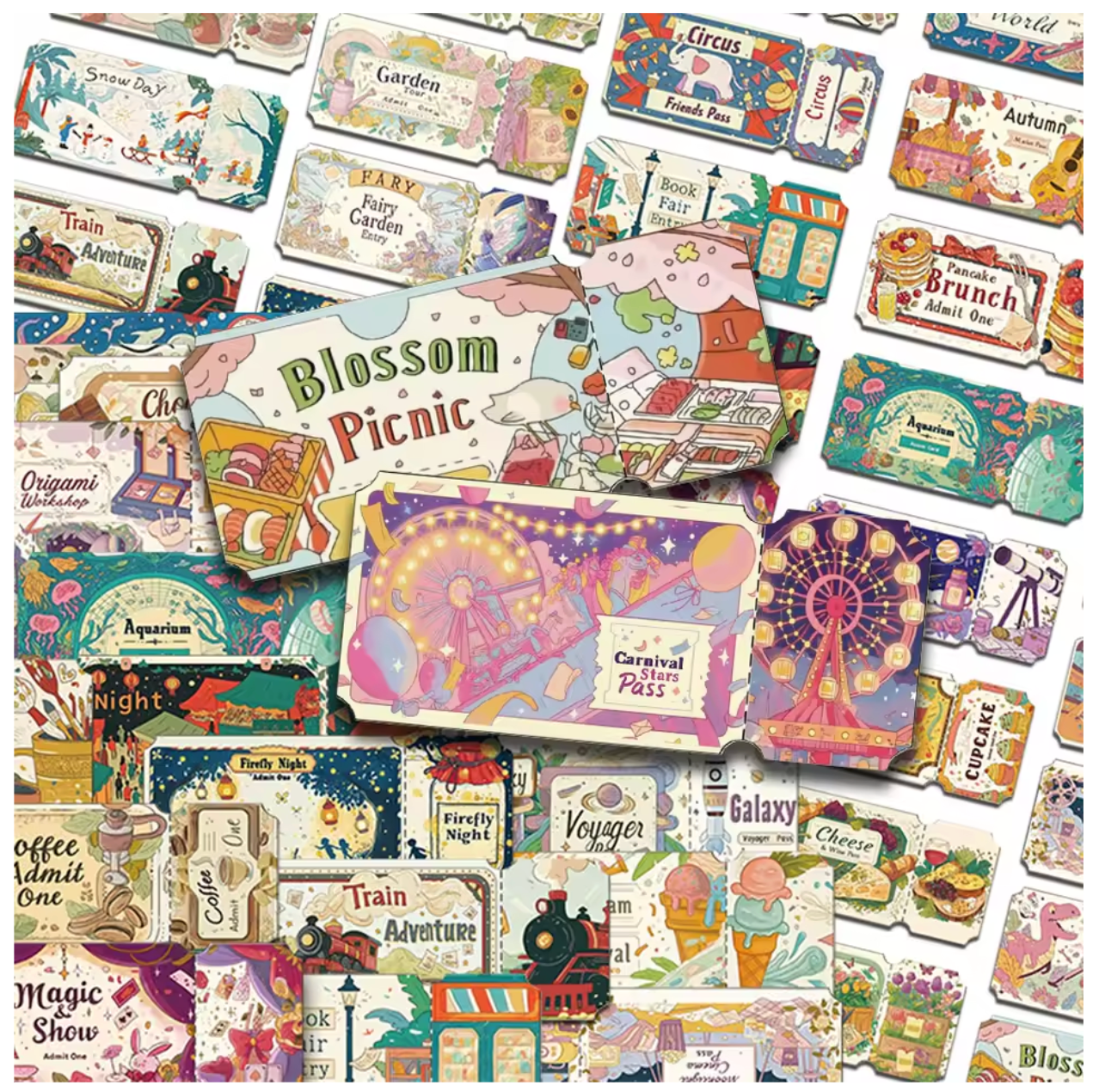 50 Stickers Vinil Tickets magicos