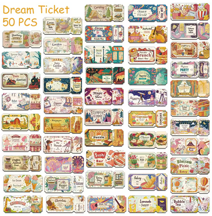 50 Stickers Vinil Tickets magicos