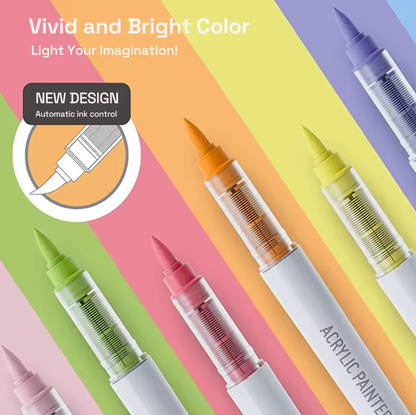 9 Plumones punta pincel acrilico - Varios Colores