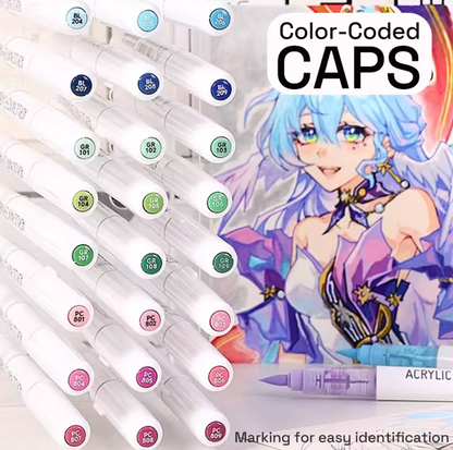 9 Plumones punta pincel acrilico - Varios Colores