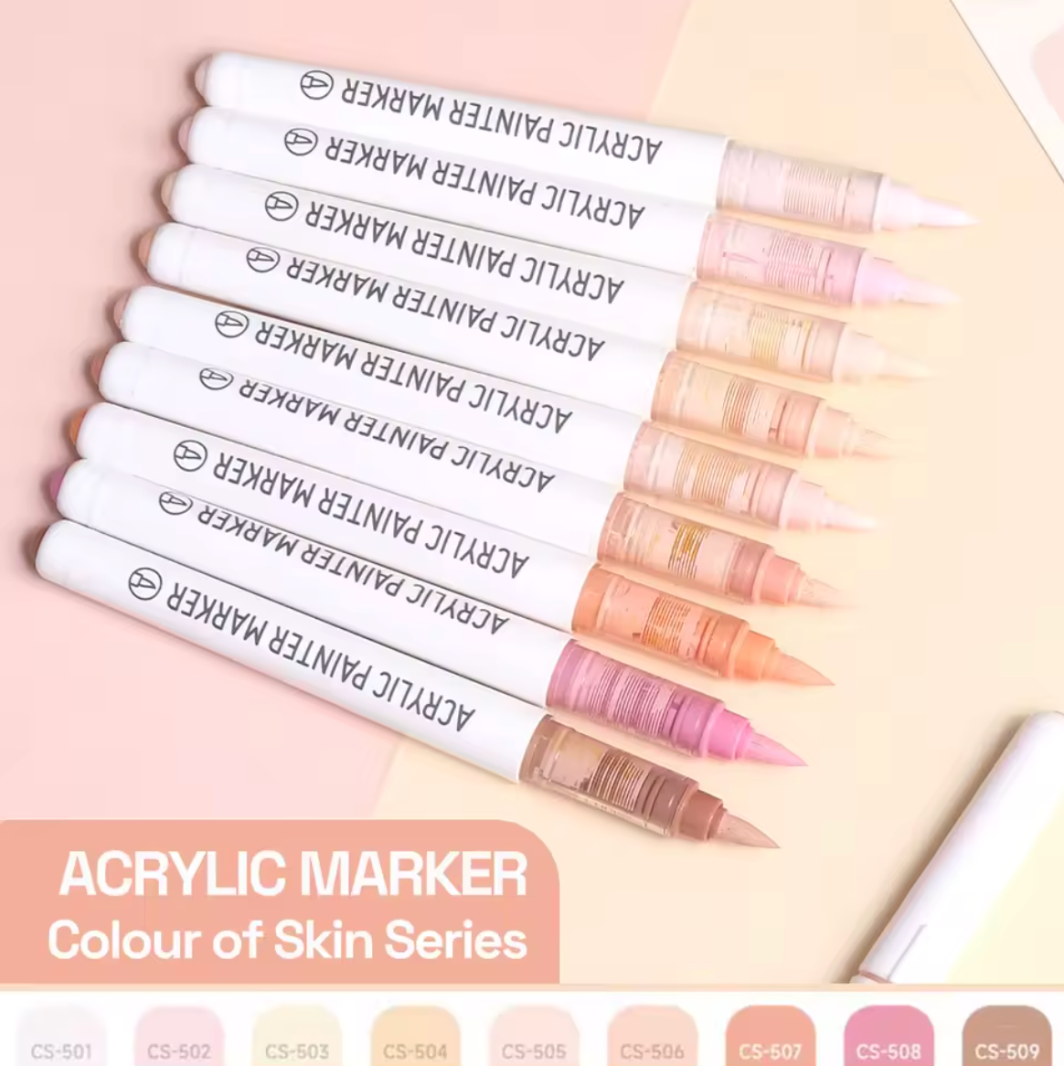 9 Plumones punta pincel acrilico - Varios Colores