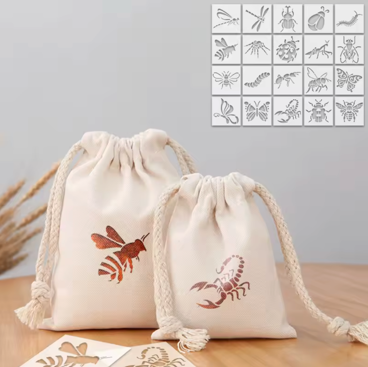 20 Stencils Insectos & animales