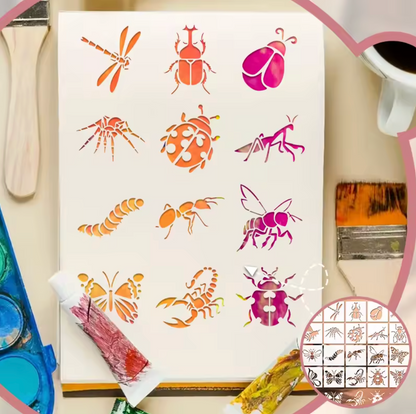 20 Stencils Insectos & animales