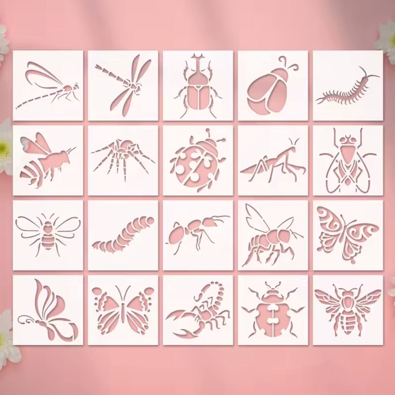 20 Stencils Insectos & animales