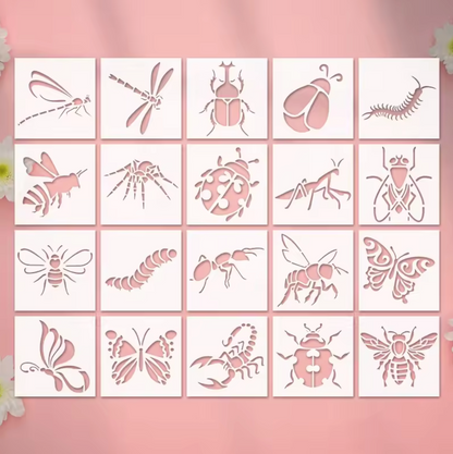 20 Stencils Insectos & animales