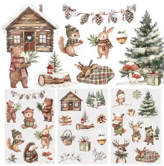 3 Hojas stickers transfer Navidad & invierno