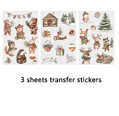 3 Hojas stickers transfer Navidad & invierno