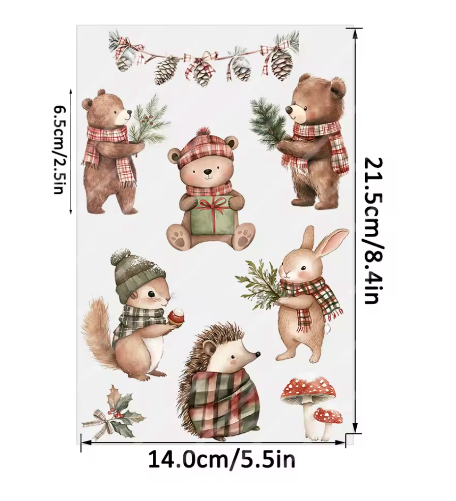 3 Hojas stickers transfer Navidad & invierno