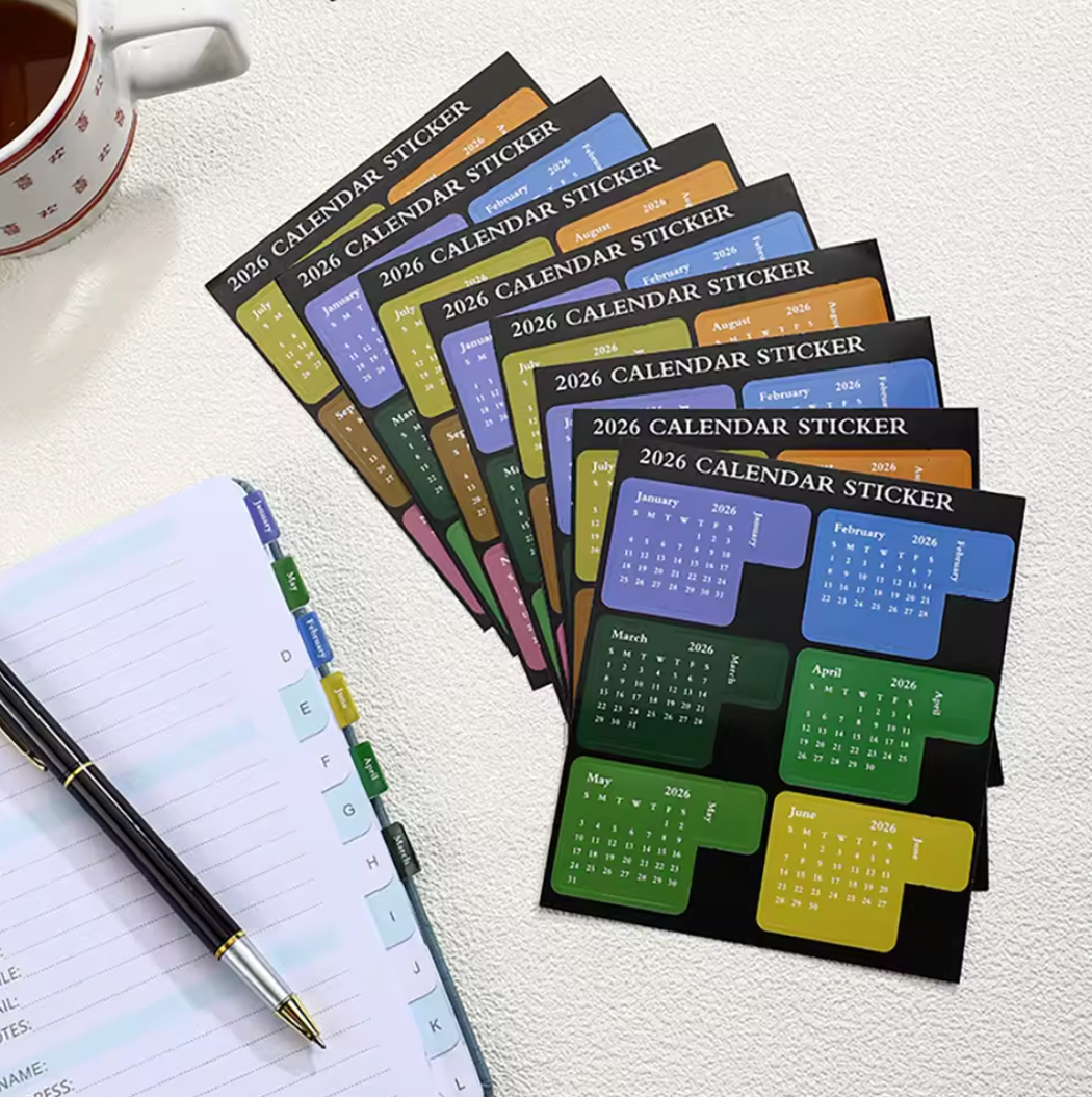 2 Hojas Stickers Index Calendario 2026