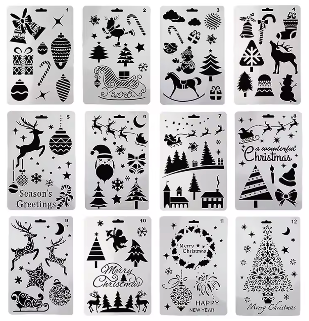 12 Stencils Navideños Grandes