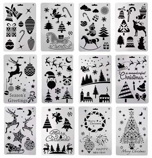 12 Stencils Navideños Grandes