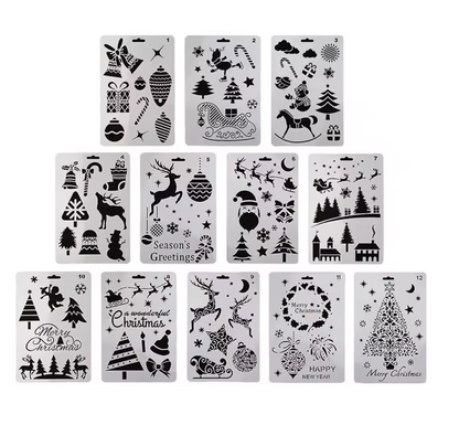 12 Stencils Navideños Grandes