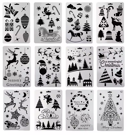 12 Stencils Navideños Grandes