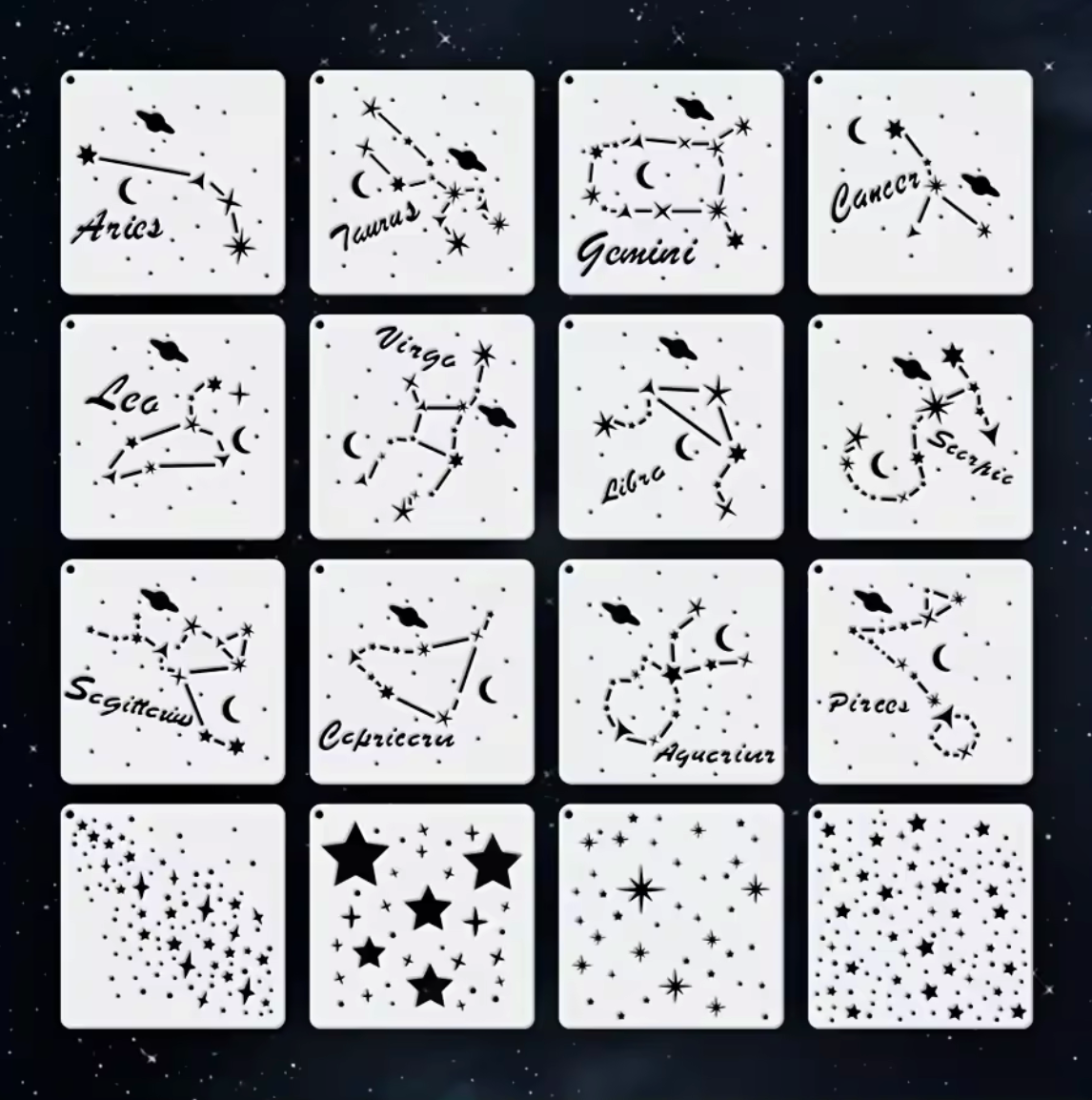 16 Stencils Constelaciones & Estrellas