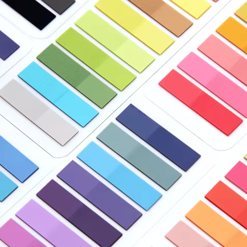 Blocs de notas adhesivas transparentes de colores