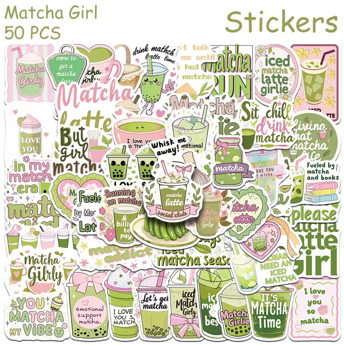 50 Stickers Vinil Matcha