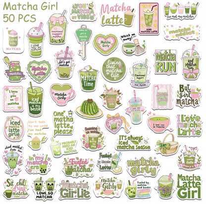 50 Stickers Vinil Matcha