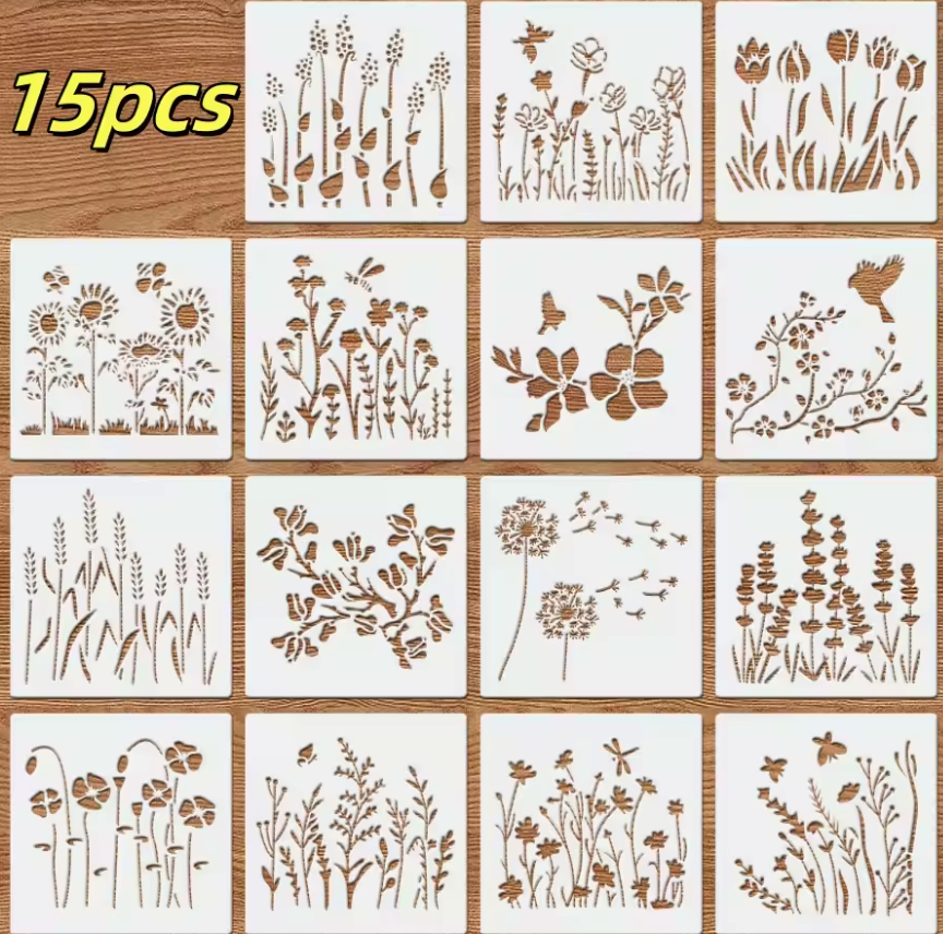15 Stencils Flores del campo