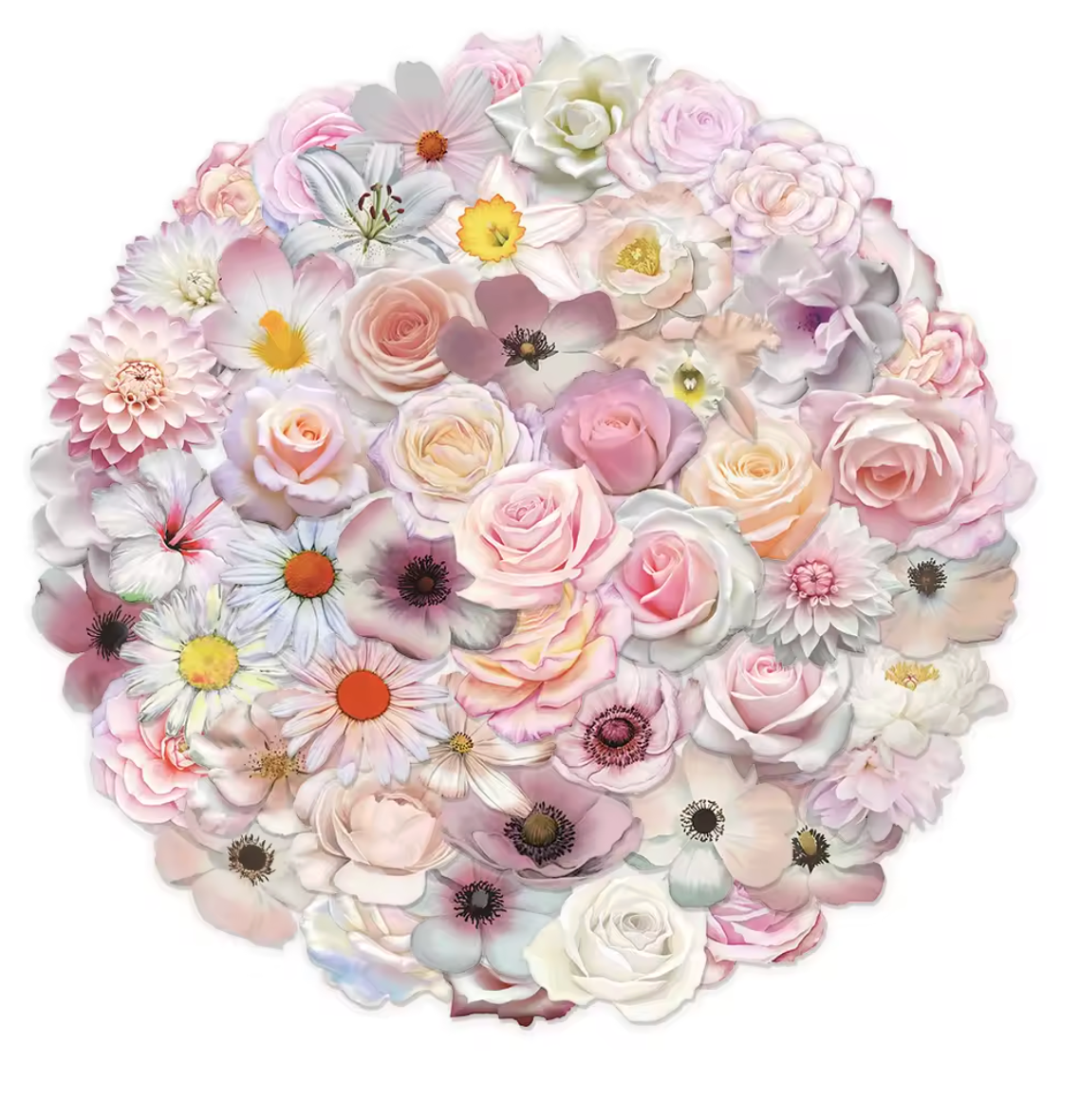 50 Stickers Transparentes Flores rosas