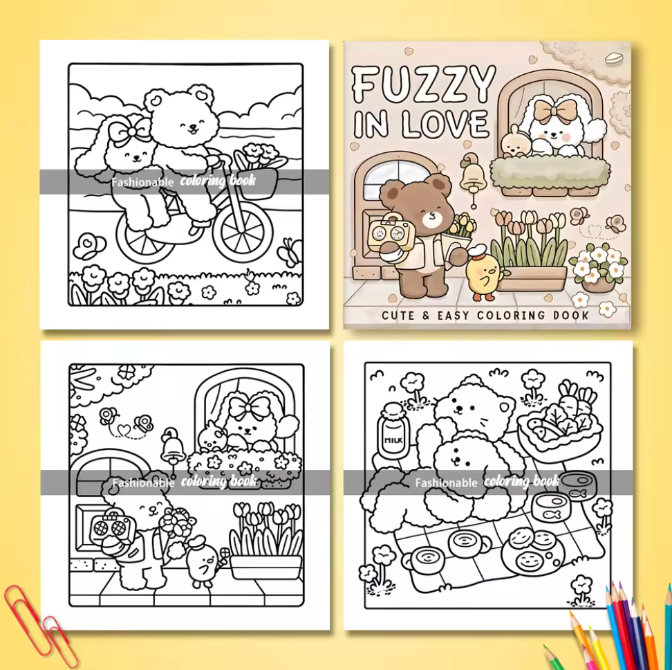 Libro de colorear Fuzzy in Love