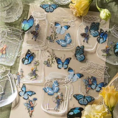 40 Stickers Flores, Frascos & Hadas