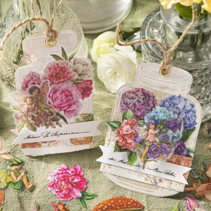 40 Stickers Flores, Frascos & Hadas