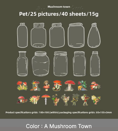 40 Stickers Flores, Frascos & Hadas