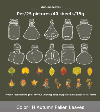 40 Stickers Flores, Frascos & Hadas