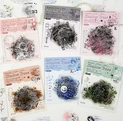 6 Paquetes de Stickers Manchas acuarela & texto - 120 En total