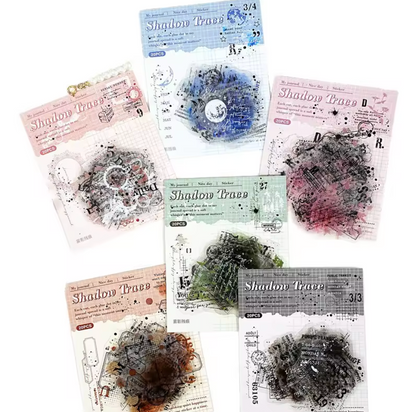 6 Paquetes de Stickers Manchas acuarela & texto - 120 En total