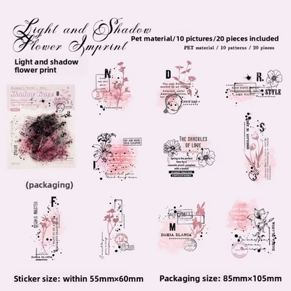 6 Paquetes de Stickers Manchas acuarela & texto - 120 En total