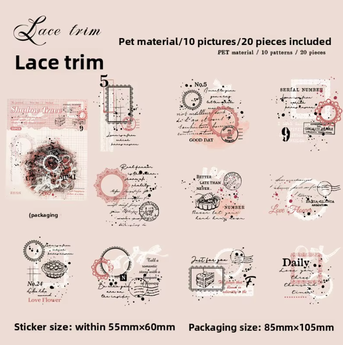 6 Paquetes de Stickers Manchas acuarela & texto - 120 En total