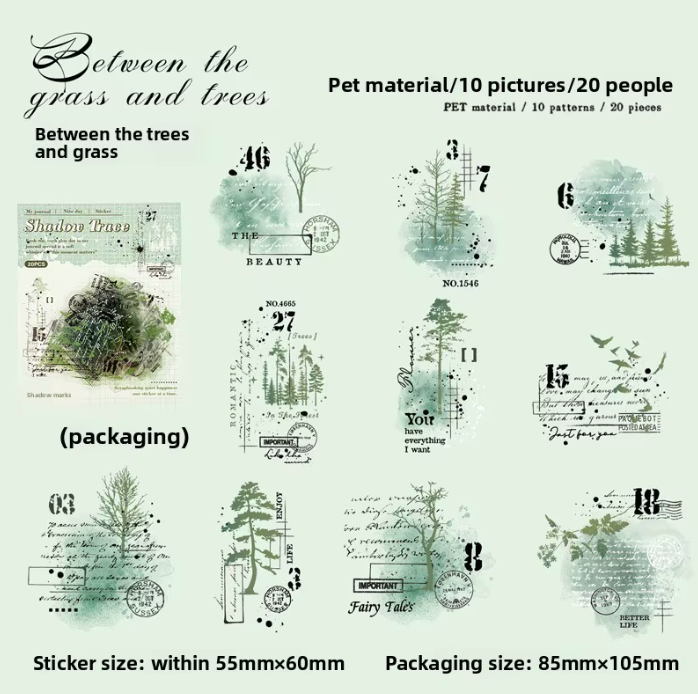 6 Paquetes de Stickers Manchas acuarela & texto - 120 En total