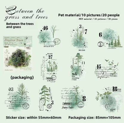 6 Paquetes de Stickers Manchas acuarela & texto - 120 En total