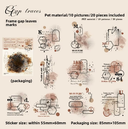 6 Paquetes de Stickers Manchas acuarela & texto - 120 En total