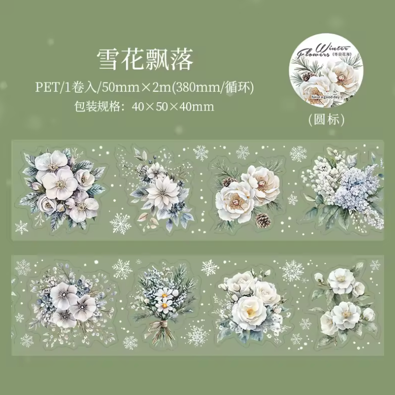 Rollo de Stickers Flores de Invierno