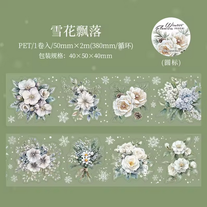 Rollo de Stickers Flores de Invierno