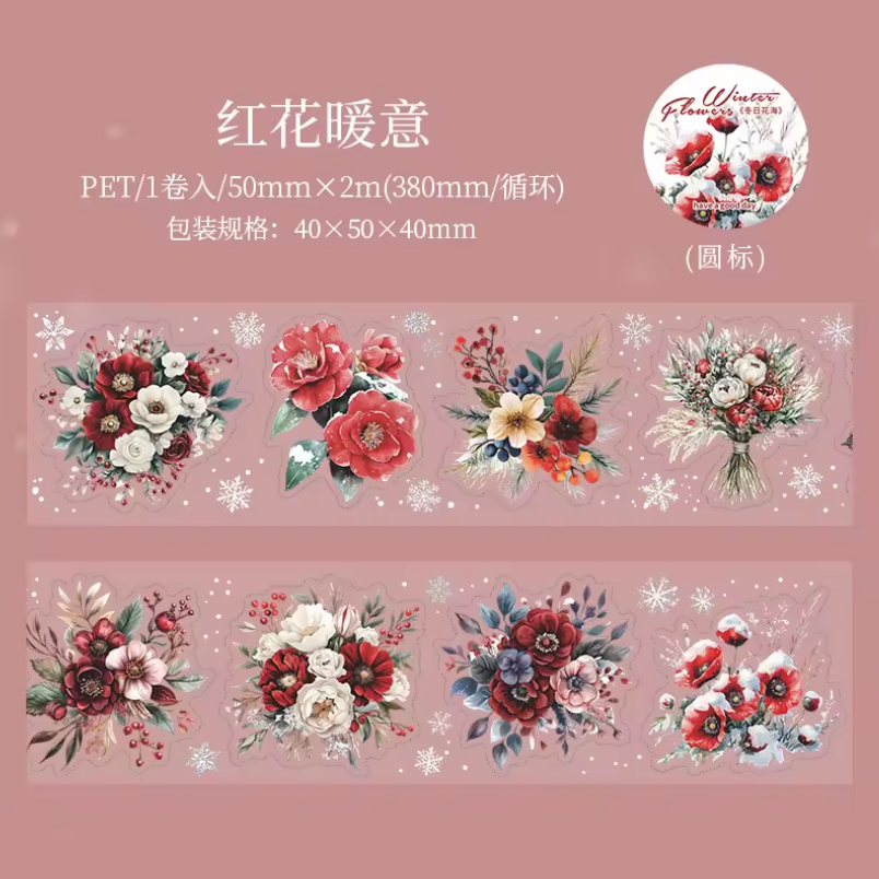 Rollo de Stickers Flores de Invierno
