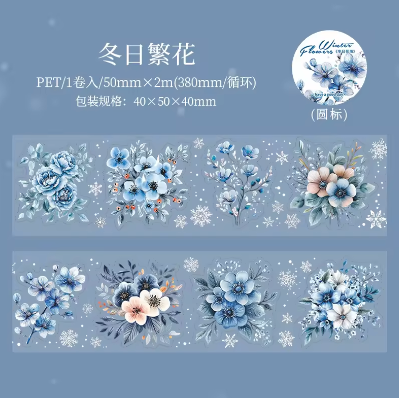 Rollo de Stickers Flores de Invierno