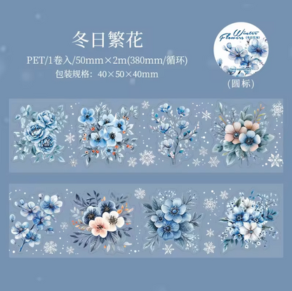 Rollo de Stickers Flores de Invierno