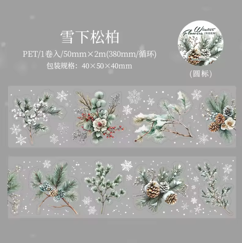 Rollo de Stickers Flores de Invierno