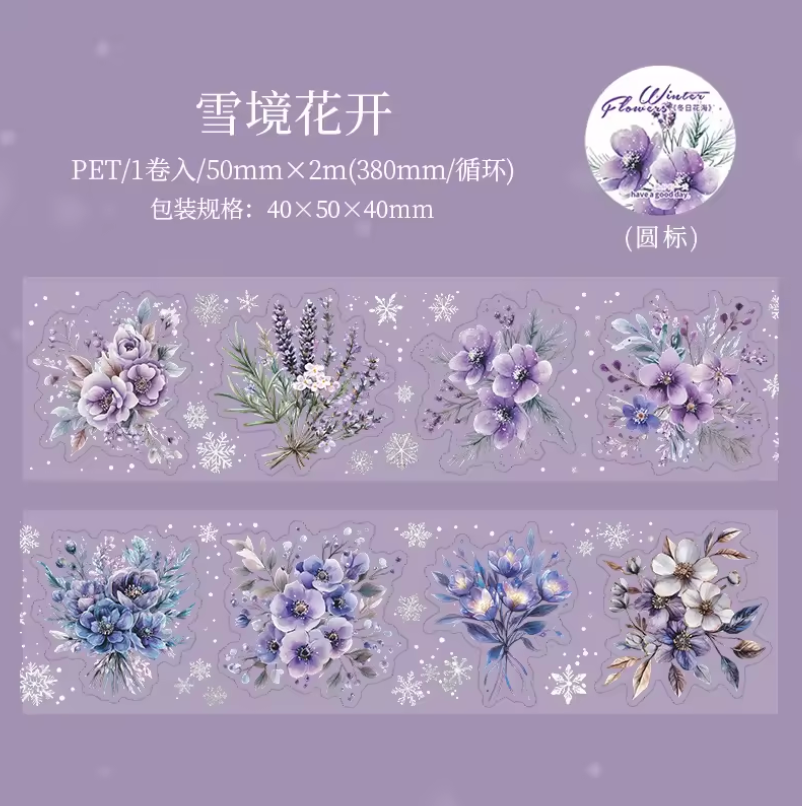 Rollo de Stickers Flores de Invierno