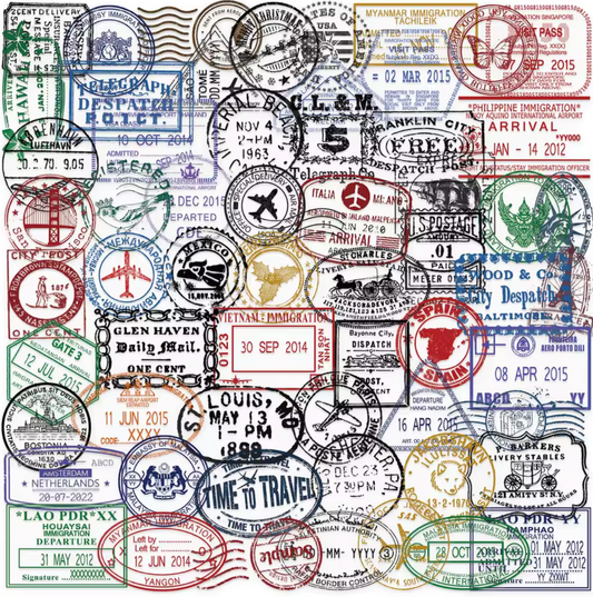 50 Stickers timbres postales / Sellos  transparentes