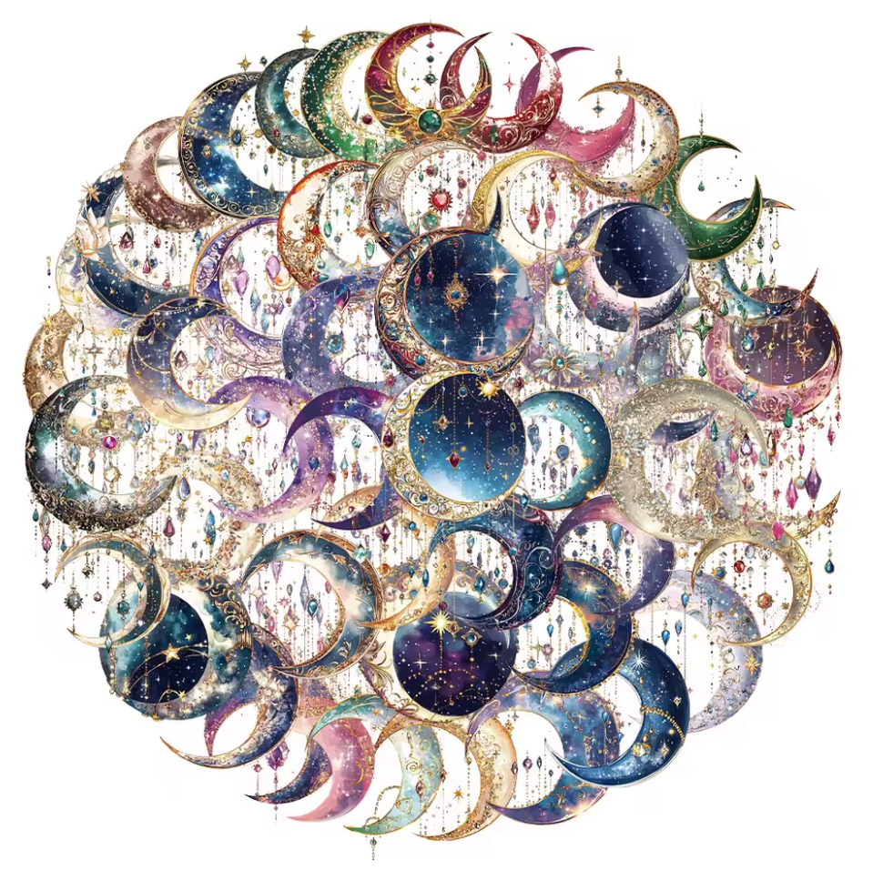 50 Stickers Transparentes Lunas