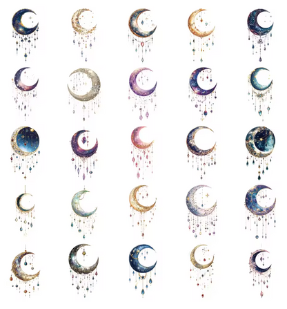 50 Stickers Transparentes Lunas