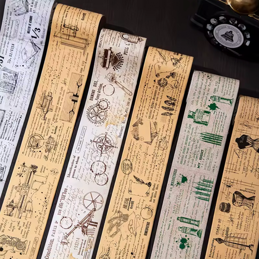 Washi Tape Vintage Texto & Dibujos