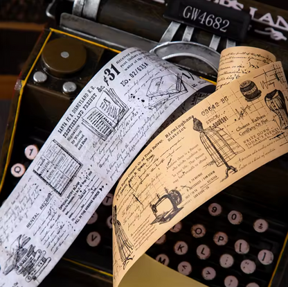 Washi Tape Vintage Texto & Dibujos