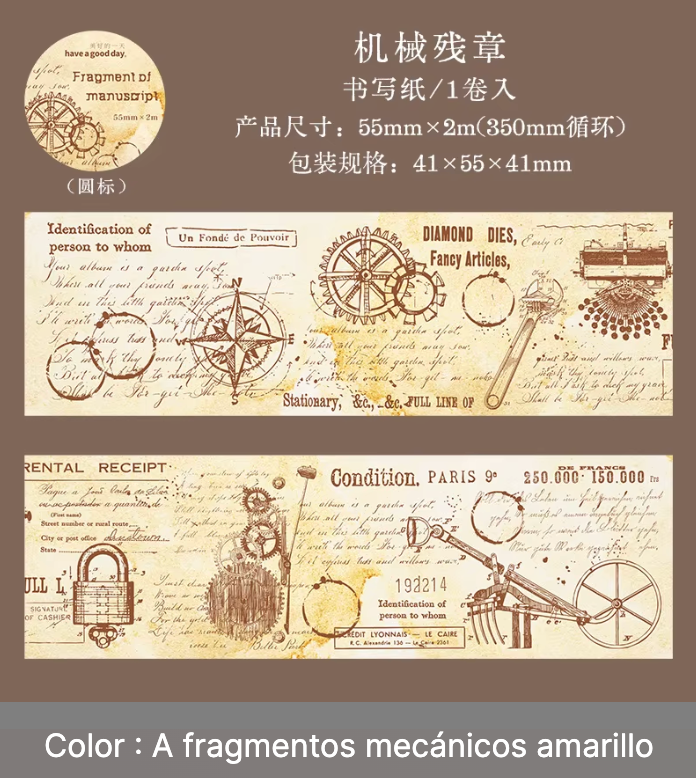 Washi Tape Vintage Texto & Dibujos