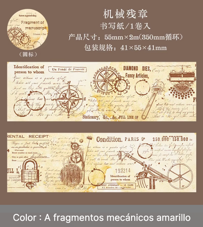 Washi Tape Vintage Texto & Dibujos