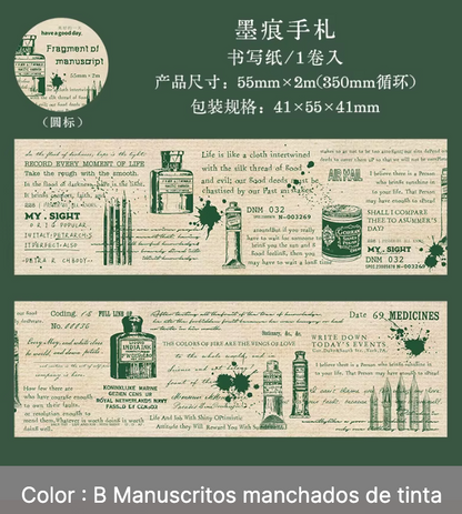 Washi Tape Vintage Texto & Dibujos